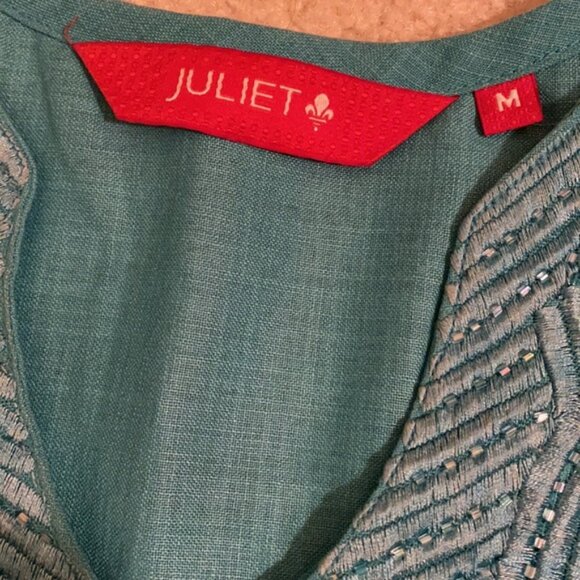 Aqua Blue Sequins Tunic Blouse - Picture 3 of 6